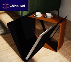 Contemporary side table JOINmetalmetal basewith magazine rack