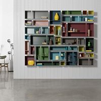 Wall-mounted bookcase MULTIBOXcontemporarylacquered woodmulti-color