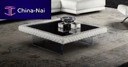 Contemporary coffee table DIAMONDglassleatherrectangular