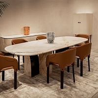 Contemporary table D'Estemarblewooden baseoval