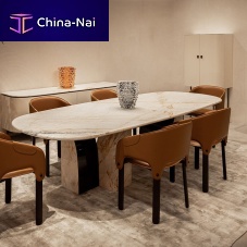 Contemporary table D'Estemarblewooden baseoval