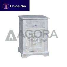 Traditional bedside table WHITE SUNsolid woodsolid wood basesquare