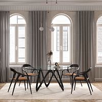 Contemporary table MEDUSAglasswalnut baseash base