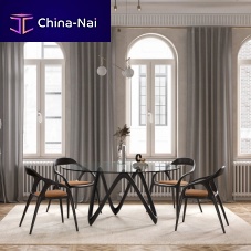 Contemporary table MEDUSAglasswalnut baseash base