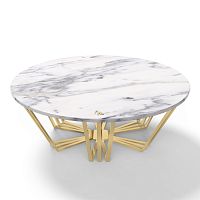 Contemporary coffee table Kozmusmarblepolished brass baseround