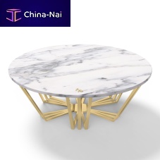 Contemporary coffee table Kozmusmarblepolished brass baseround