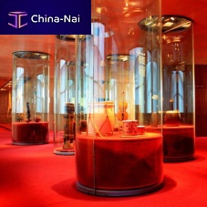 Contemporary display case curved glassilluminatedmuseum
