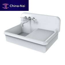Single-bowl kitchen sink TCK90B/Awith drainboardceramicapron-front