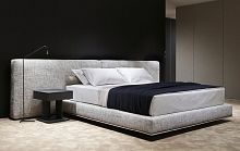 Double bed BRERAcontemporarywith upholstered headboardleather