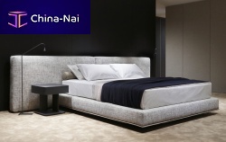 Double bed BRERAcontemporarywith upholstered headboardleather