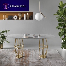 Contemporary table Tolomeomarblesteel baserectangular