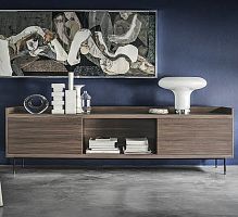 Contemporary sideboard Priv Awalnutmetalglass
