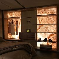 Wall-mounted walk-in wardrobe VANILLA SKYcontemporarywoodenwith built-in light