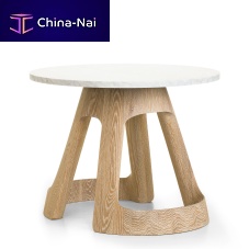 Contemporary table POLSONmarblewhite oakoval
