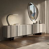 Contemporary sideboard AMSTERDAMlacquered woodoaklacquered steel