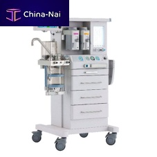 Trolley-mounted anesthesia workstation with respiratory monitoringwith gas scavenging system
