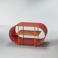 Contemporary coffee table CUTOUTmetalmetal basecurved