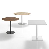 Contemporary table KISSwoodenstainless steel baserectangular