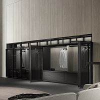 Contemporary wardrobe LUXURY STONES ARGENTUM LEACH GRISglassstonewith swing doors