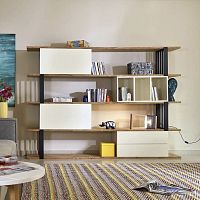 Free-standing bookcase ARBORcontemporarylacquered woodwood veneer