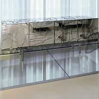 Original design sideboard Scrignolacquered woodsteelglass