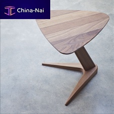 Contemporary side table DRONEoakwalnuttriangular