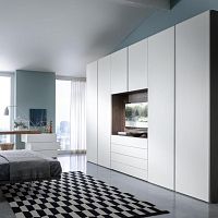 Contemporary wardrobe COMP_ZY208lacquered woodwith swing doorswith TV screen