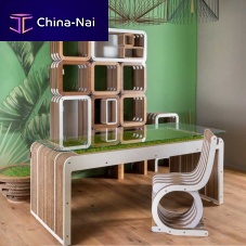 Free-standing desk MORE PLUSoriginal designwoodenglass