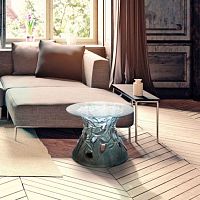 Contemporary side table Vegetaletempered glasstempered glass baseround