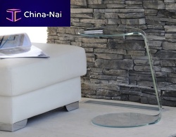 Contemporary side table PISA : TVL057tempered glassroundhome