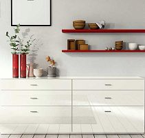 Contemporary sideboard NO.14lacquered woodwith drawerswhite
