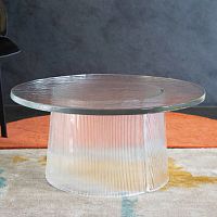 Contemporary side table BENTglassglass baseround