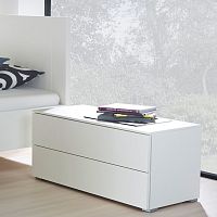 Contemporary bedside table NIGHT lacquered woodrectangularwith drawer