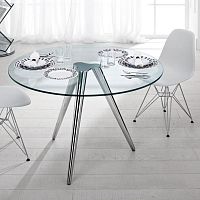 Contemporary table UNITYchromed metalchromed metal baseround