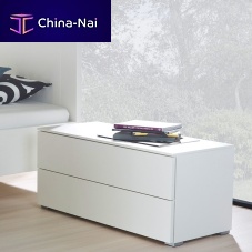 Contemporary bedside table NIGHT lacquered woodrectangularwith drawer
