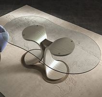 Contemporary table TA68 MISTRAL glasswood veneer baseoval
