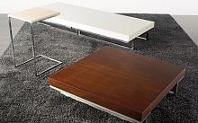 Contemporary side table SERwoodensteelrectangular
