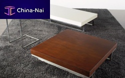 Contemporary side table SERwoodensteelrectangular