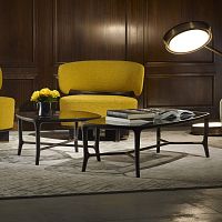 Contemporary coffee table JUNsmoked glassamerican walnut baserectangular