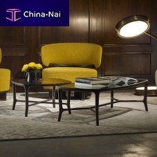 Contemporary coffee table JUNsmoked glassamerican walnut baserectangular