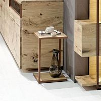 Contemporary side table V-Cubeoakmetal basesquare