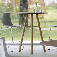 Contemporary high bar table AKIOsolid woodroundcommercial
