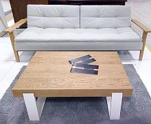 Contemporary coffee table FRAME natural oakaluminumbrushed stainless steel