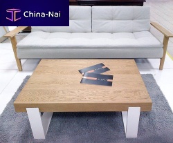 Contemporary coffee table FRAME natural oakaluminumbrushed stainless steel