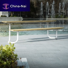 Contemporary table AREwoodensteel basestainless steel base