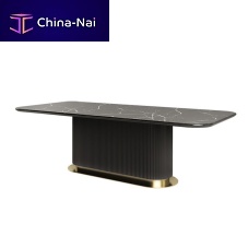Contemporary dining table memoiremarblewooden basemetal base