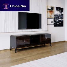 Traditional TV cabinet RELIEFwith DVD player shelflacquered MDFeucalyptus