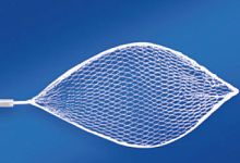 Intestinal polyp extraction endoscopic basket mesh