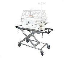 Transport infant incubator KT 1000on casterswith 4 operating windowsbattery-powered