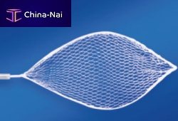 Intestinal polyp extraction endoscopic basket mesh